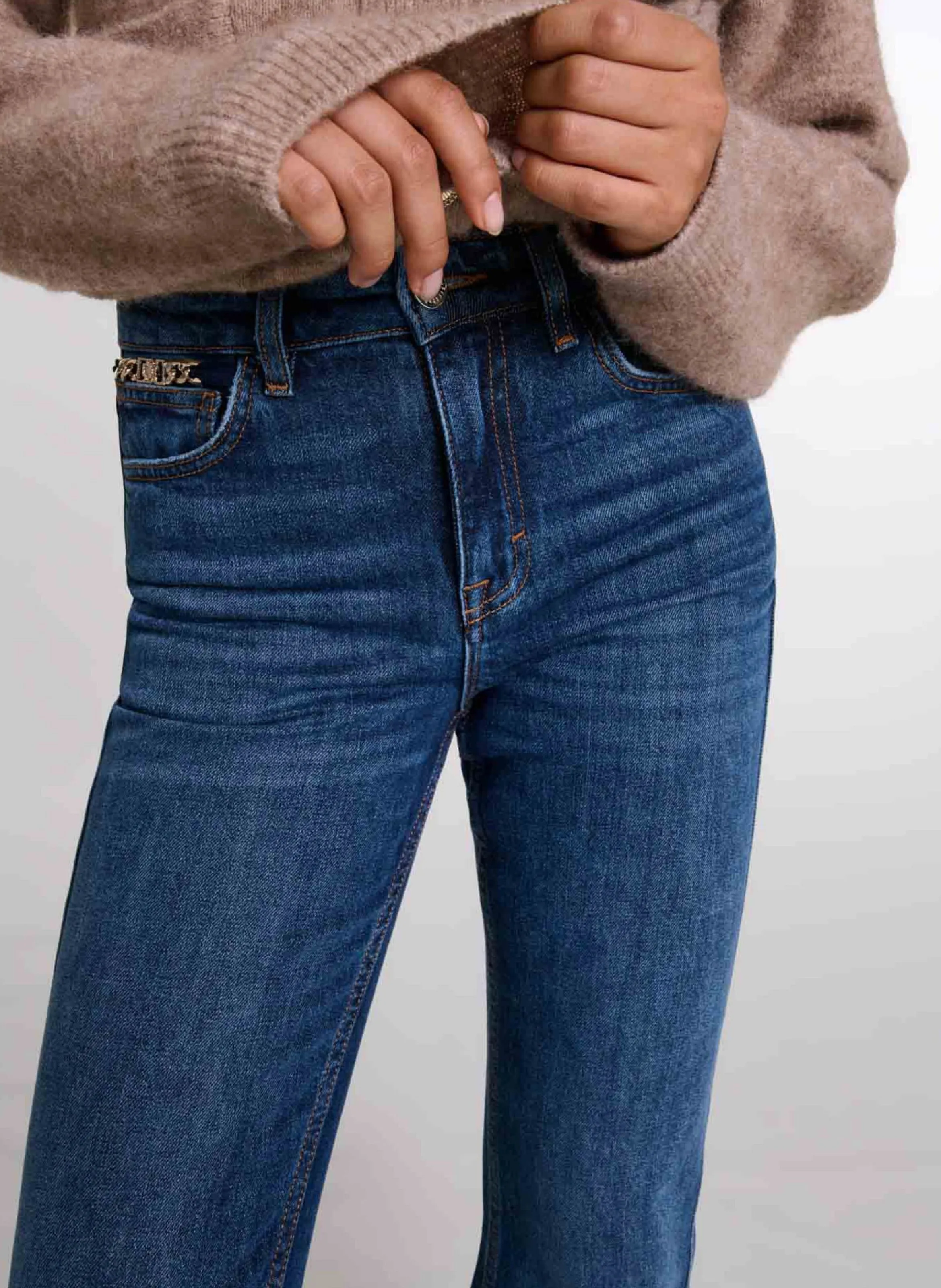 Blue Straight Leg Jeans