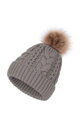 Smoky Pom Pom Knitted Beanie