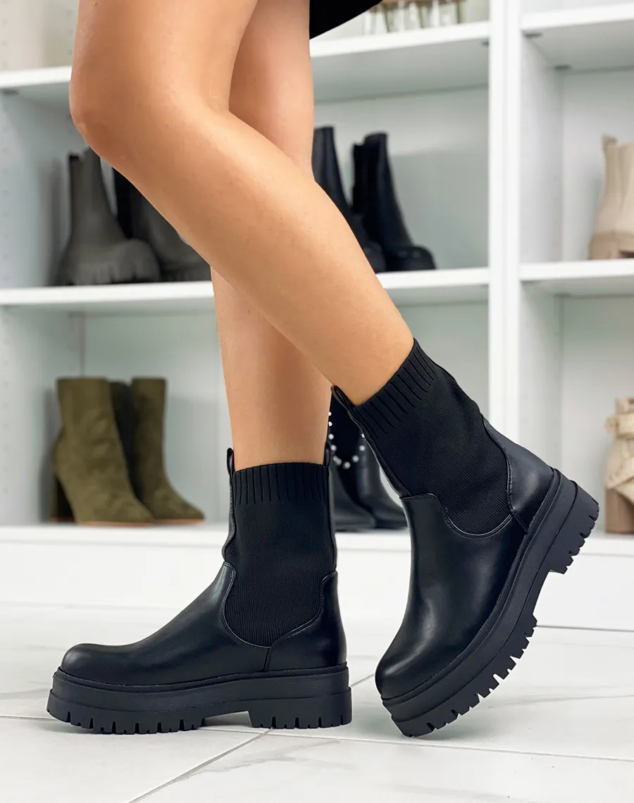 Black high top sock boots