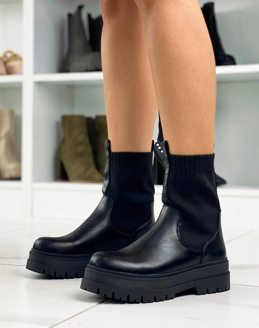 Black high top sock boots