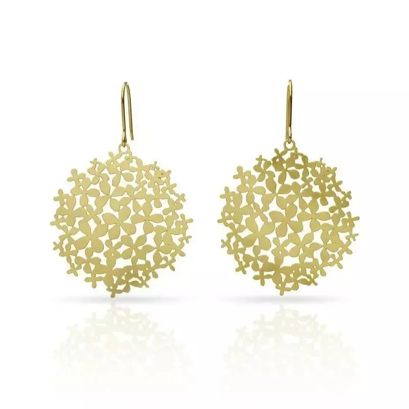 Thin Gold Hoop Earrings Hydrangea