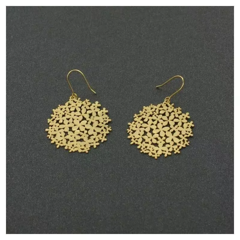 Thin Gold Hoop Earrings Hydrangea