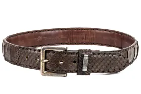 Brown crocodile and python leather belt