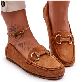 Brown Dionira Suede Women's Moccasins with Decoration in Size PG1