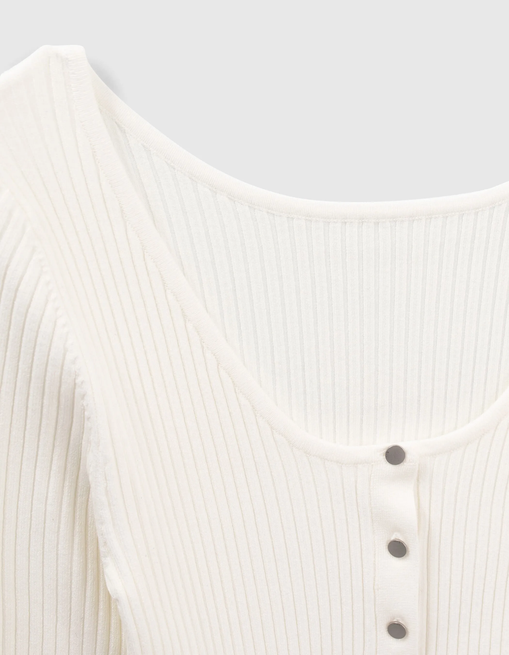 White Ribbed Knit Ballet Neck Woman Cardigan_opcode