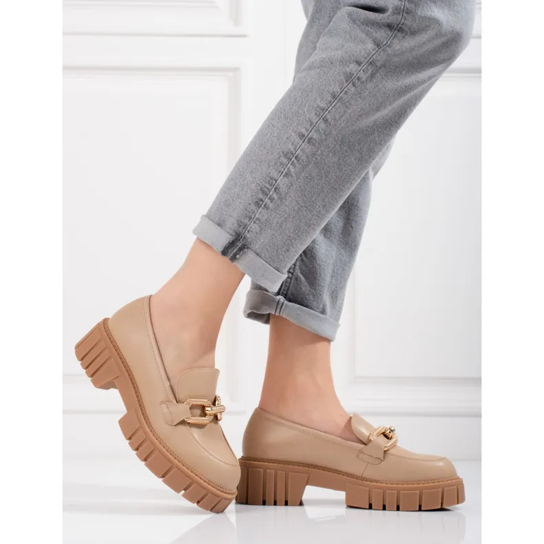 Beige platform shoes for women
