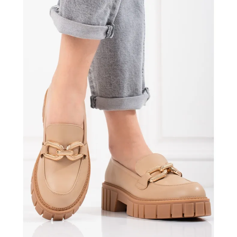 Beige platform shoes for women
