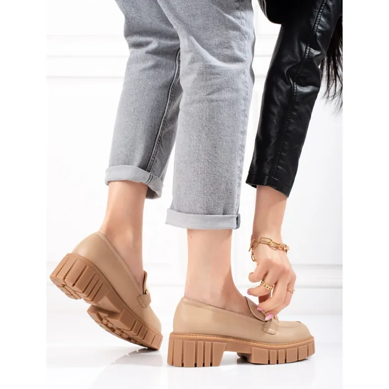 Beige platform shoes for women
