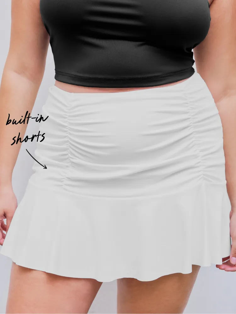 CiderAIRY™ Curve & Plus Pleated High-Waisted Ruched Culotte Skirt