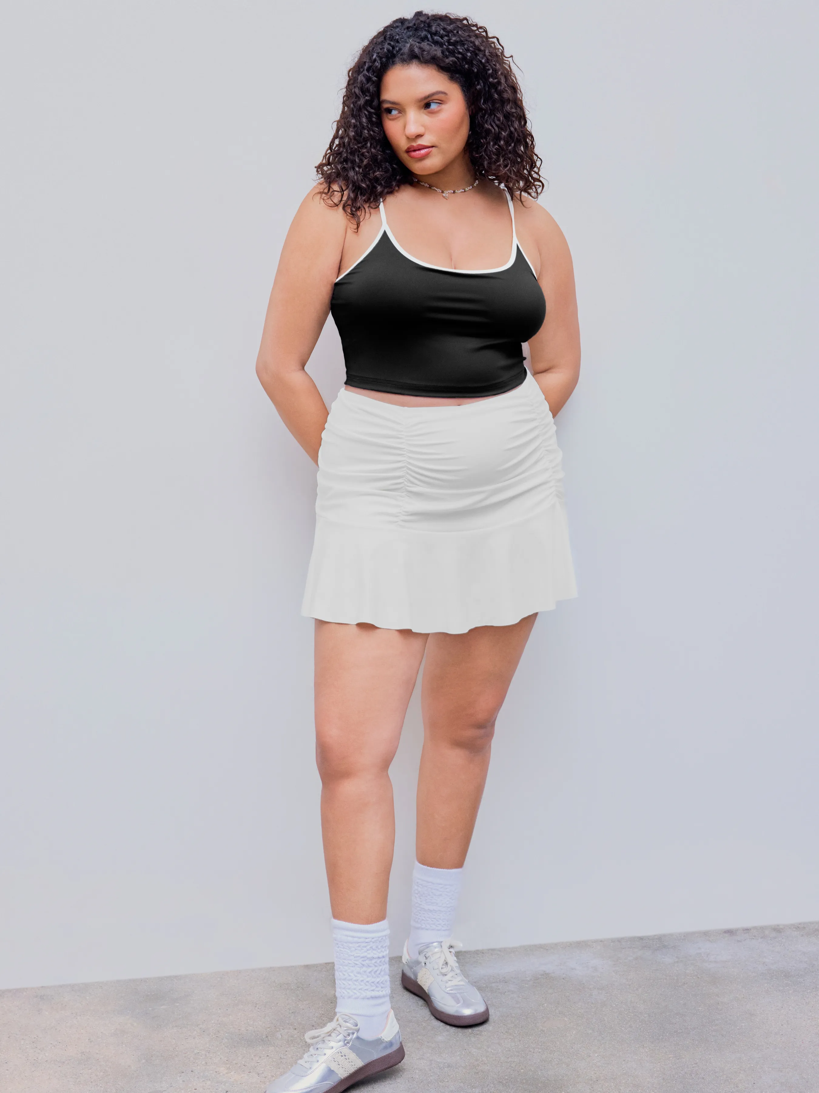 CiderAIRY™ Curve & Plus Pleated High-Waisted Ruched Culotte Skirt