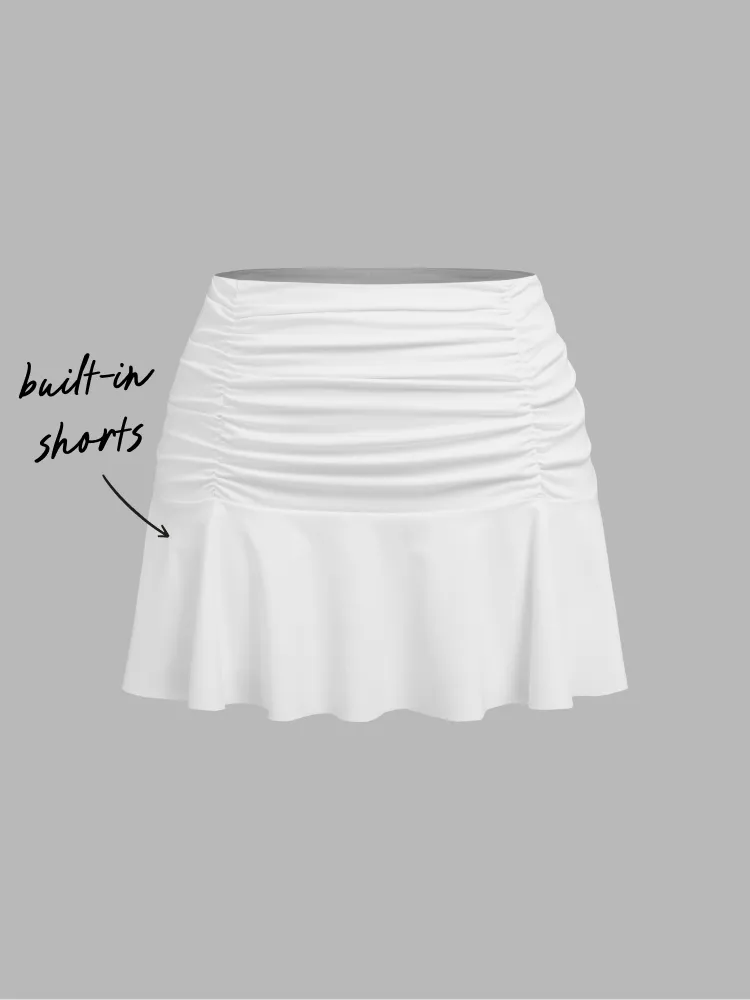 CiderAIRY™ Curve & Plus Pleated High-Waisted Ruched Culotte Skirt