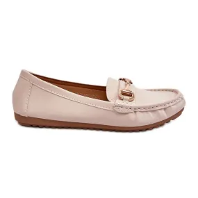 Classic Women's Beige Faux Leather Eco-Friendly Moccasins by Demese.