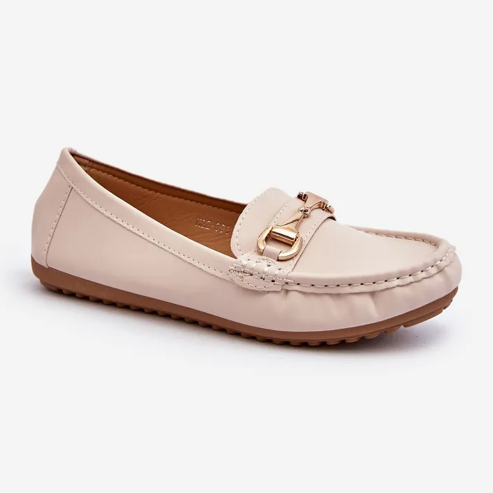 Classic Women's Beige Faux Leather Eco-Friendly Moccasins by Demese.