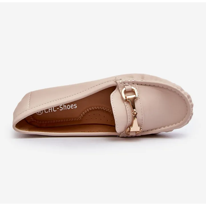 Classic Women's Beige Faux Leather Eco-Friendly Moccasins by Demese.