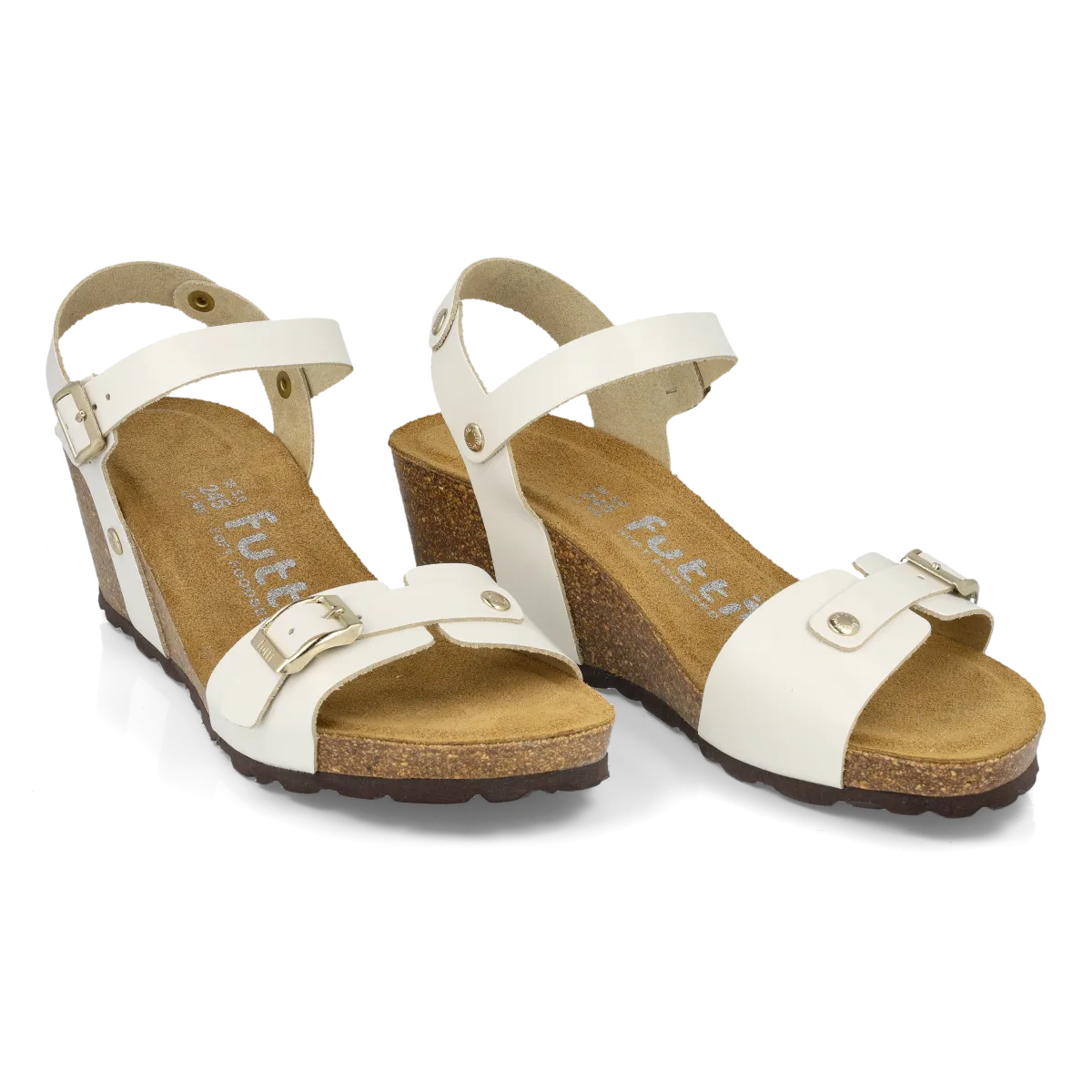 Comfortable Cork Wedge Sandals - White