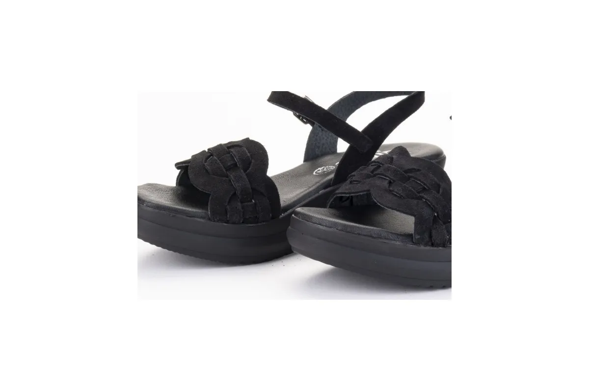 Comfortable Wedge Sandals in Black Suede