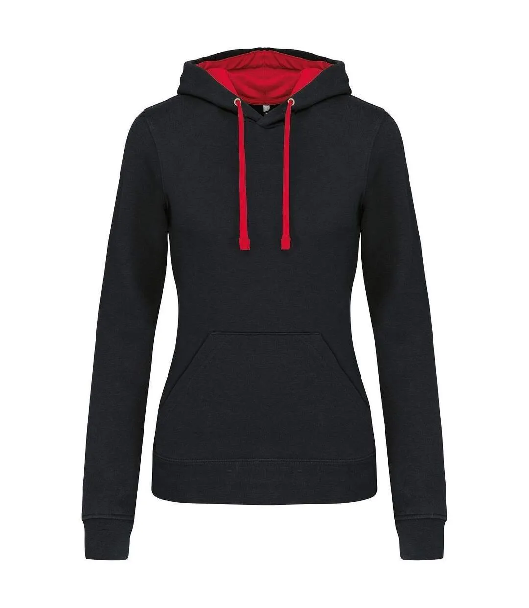 Contrast Hoodie - Women - K465 - Black and Red