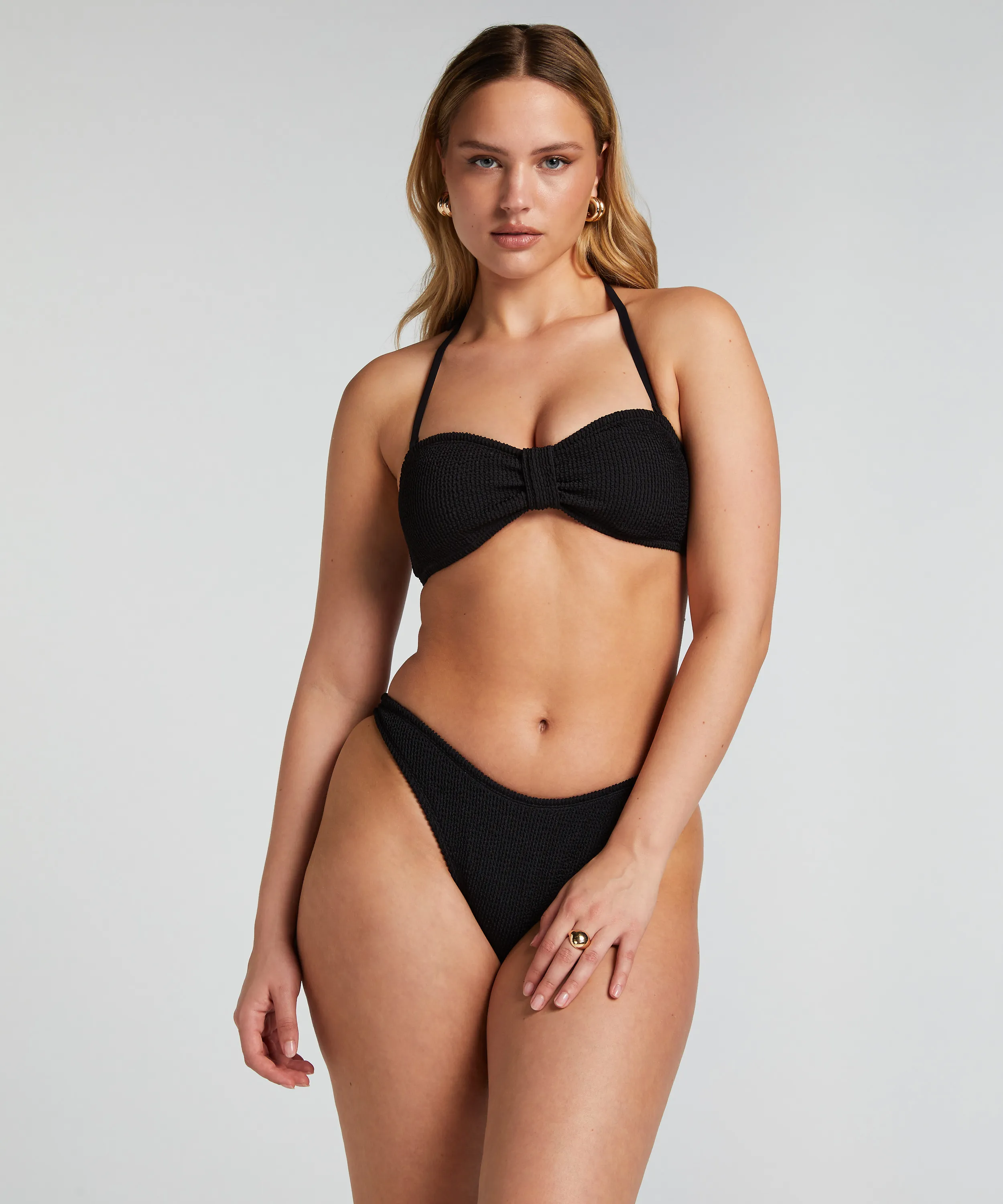 Crinkle Bikini Bottoms - High Cut Swimsuit Bottoms