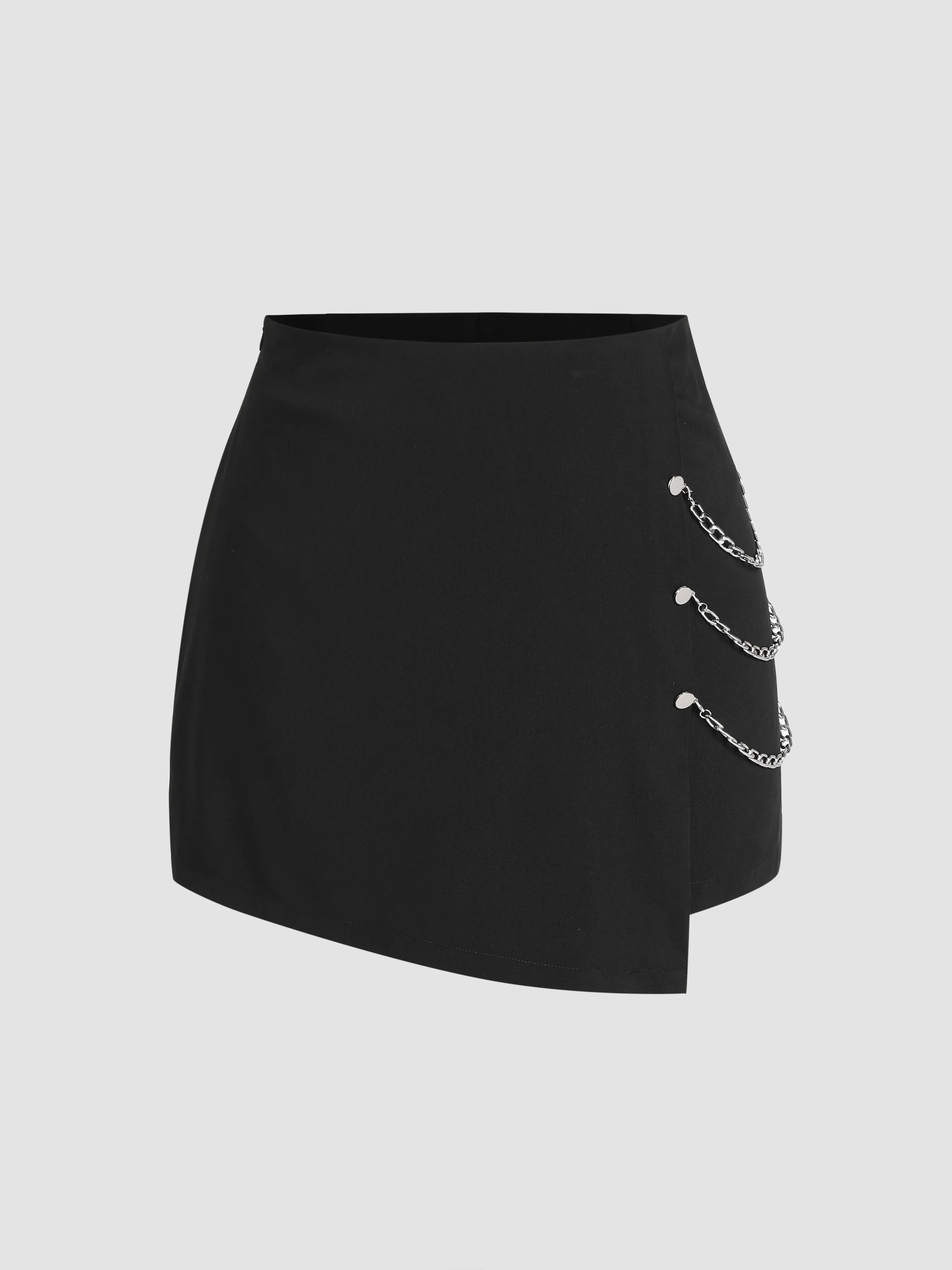 Curve & Plus High-Waisted Solid Culotte with Chain