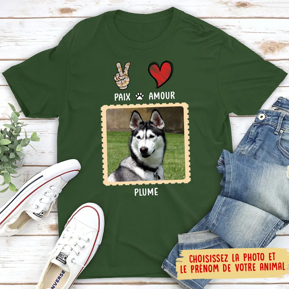 Custom Personalized Unisex Dog Peace Love T-shirt