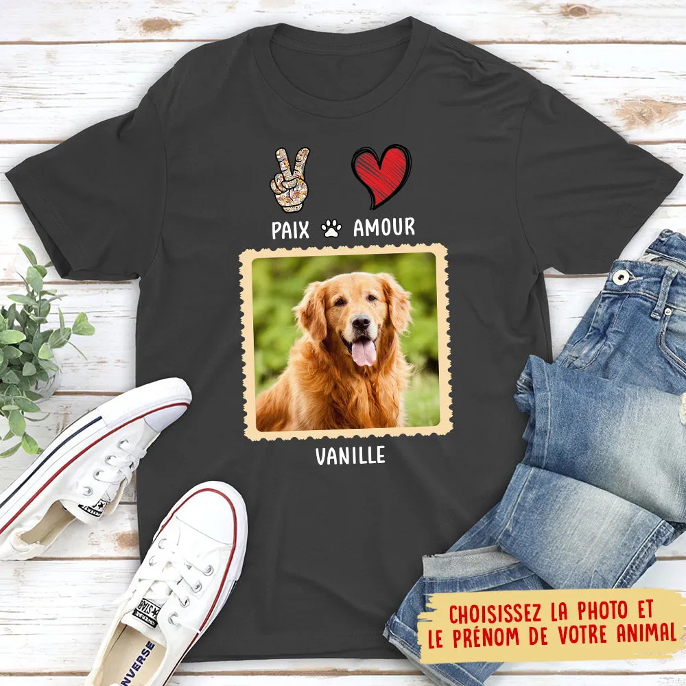 Custom Personalized Unisex Dog Peace Love T-shirt