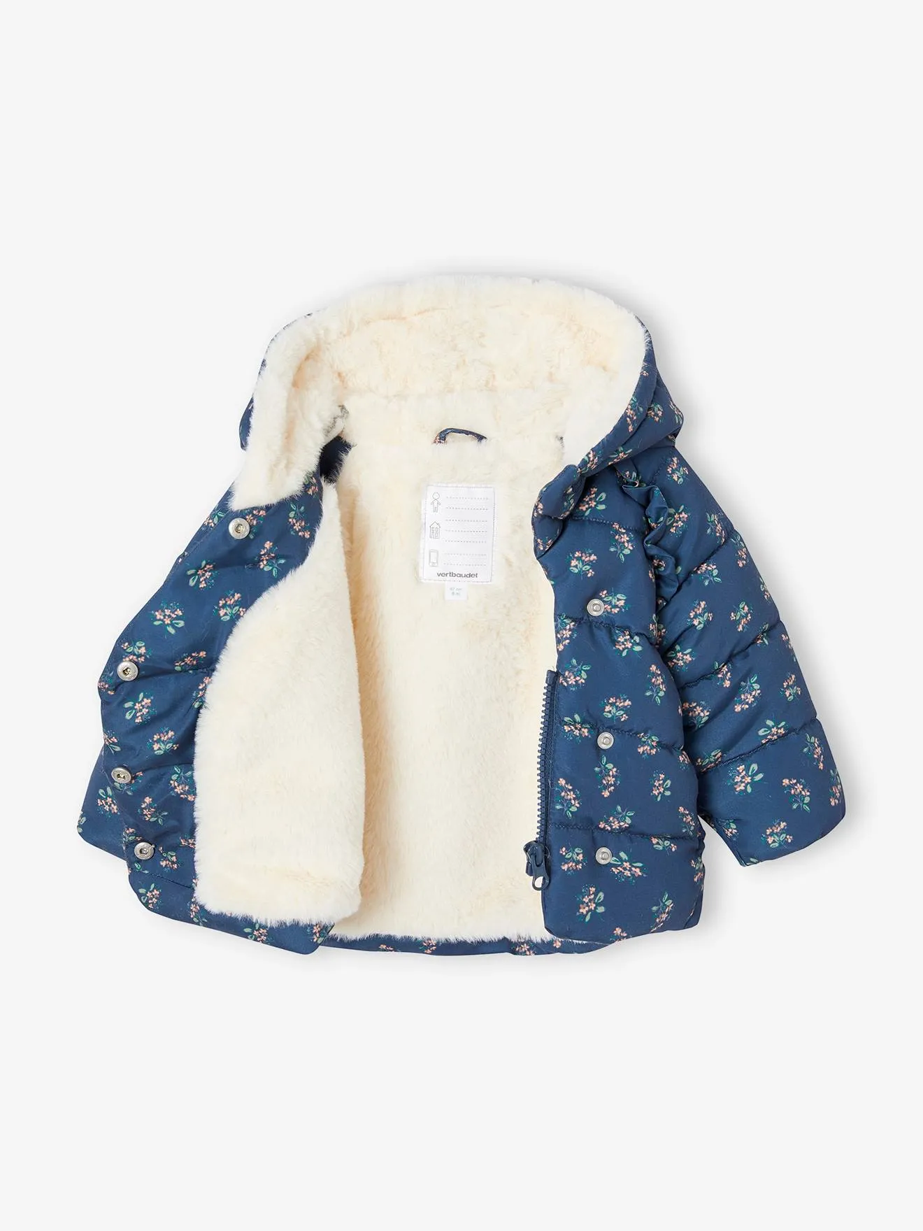 Slate Blue Asymmetric Baby Padded Jacket - Vertbaudet