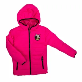 Quilted Long-Sleeve Puffer Jacket with Colorful Interior and Logo for Kids