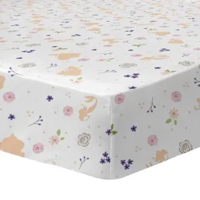 Disney Princess Printed 100% Cotton Fitted Sheet, PRINCESS BAL Collection, 90x190cm - White 25cm Deep - Disney Princess Theme