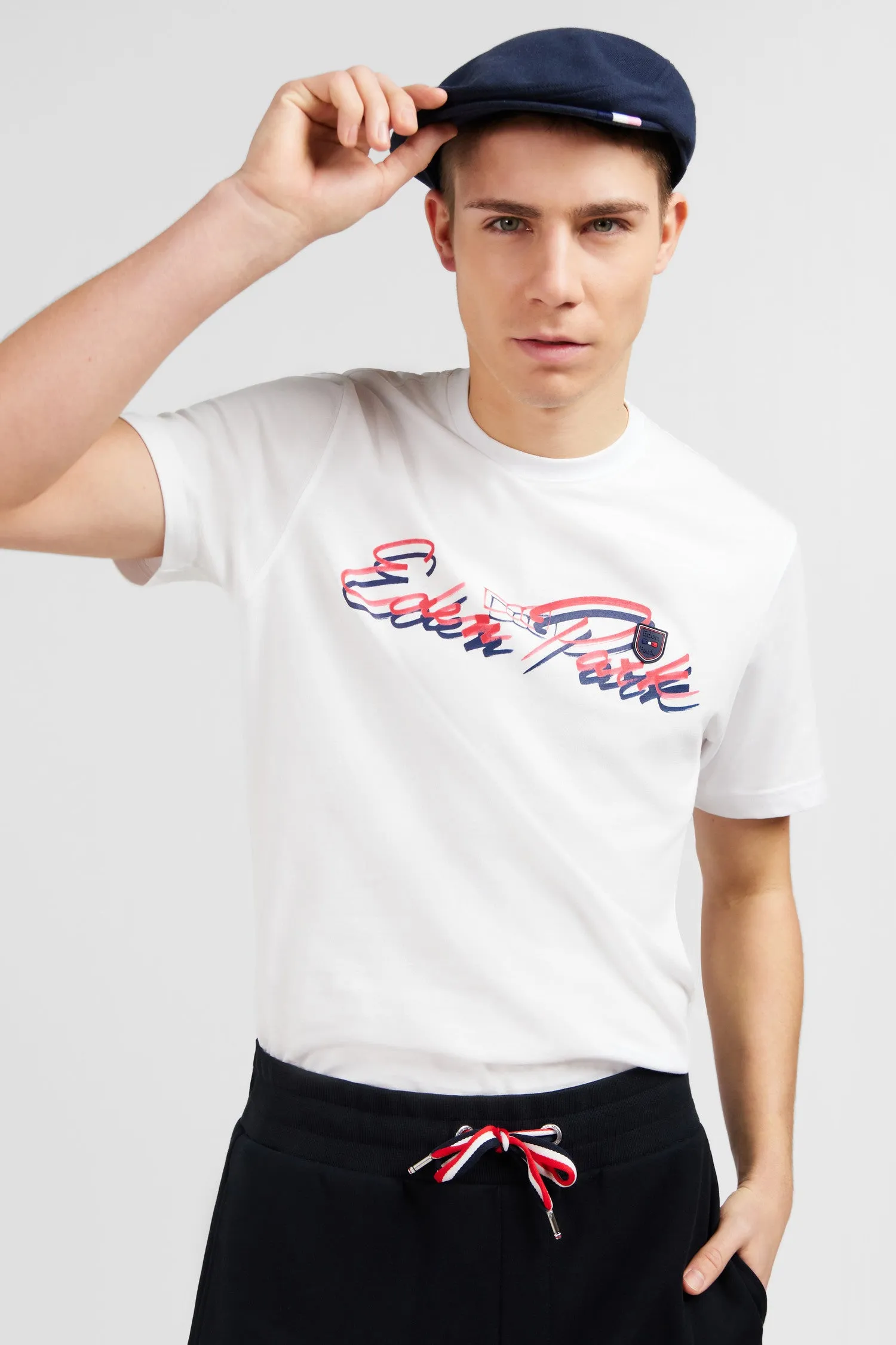 Eden Park white double logo t-shirt.