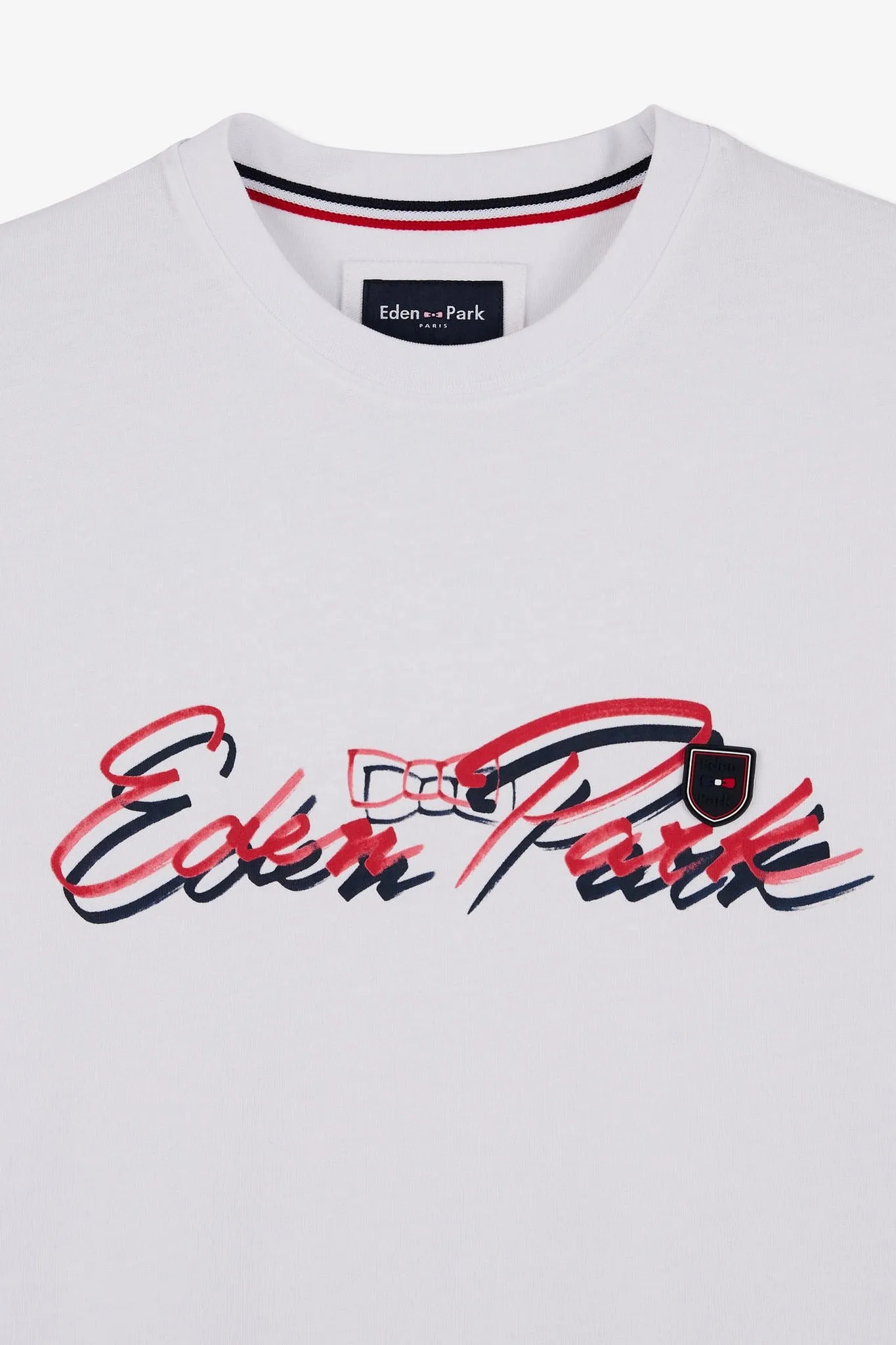 Eden Park white double logo t-shirt.