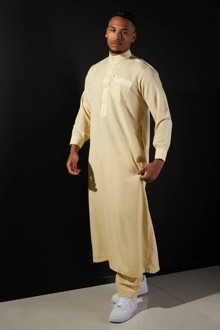 Qamis and Yellow Pants Set.