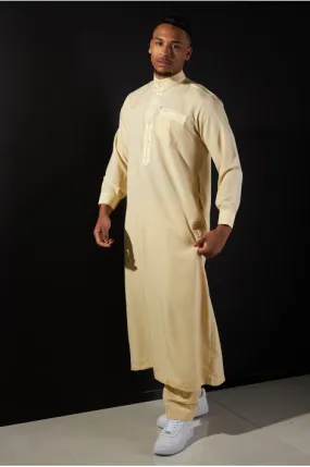 Qamis and Yellow Pants Set.