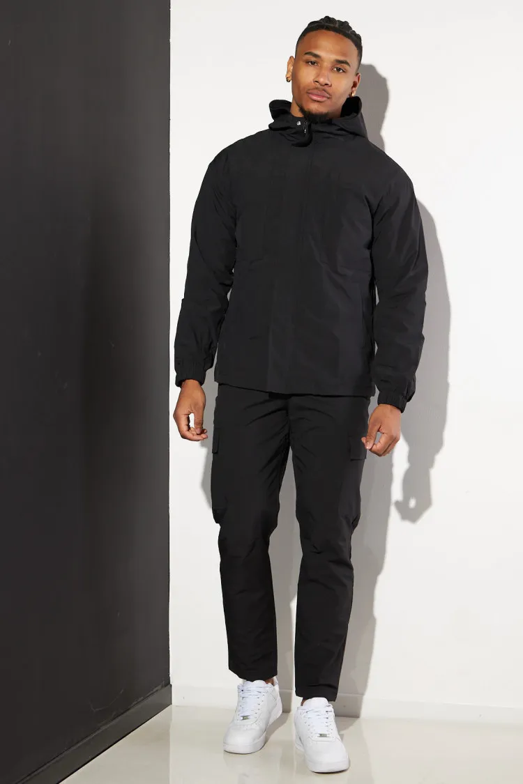 Ensemble noir veste et pantalon à capuche