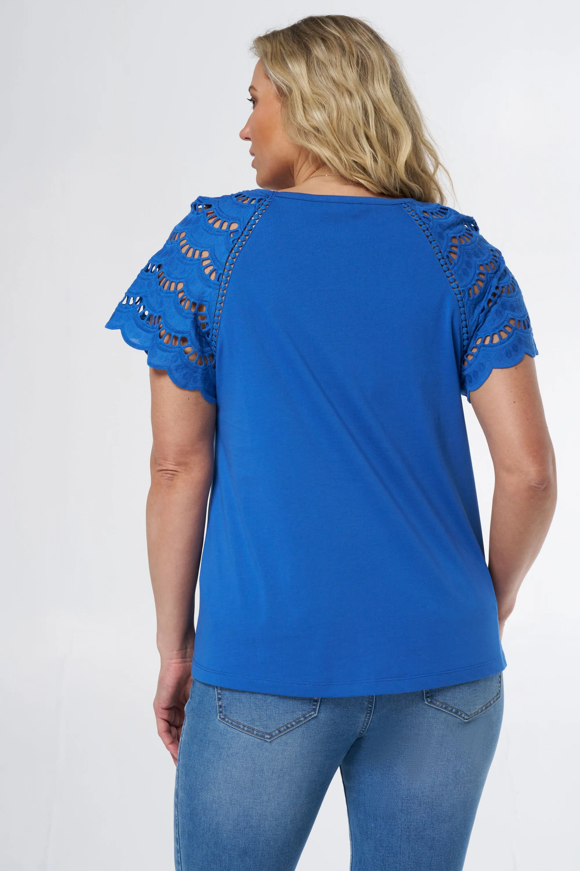 Cobalt Women's T-shirt with Sleeve Details | MS Mode