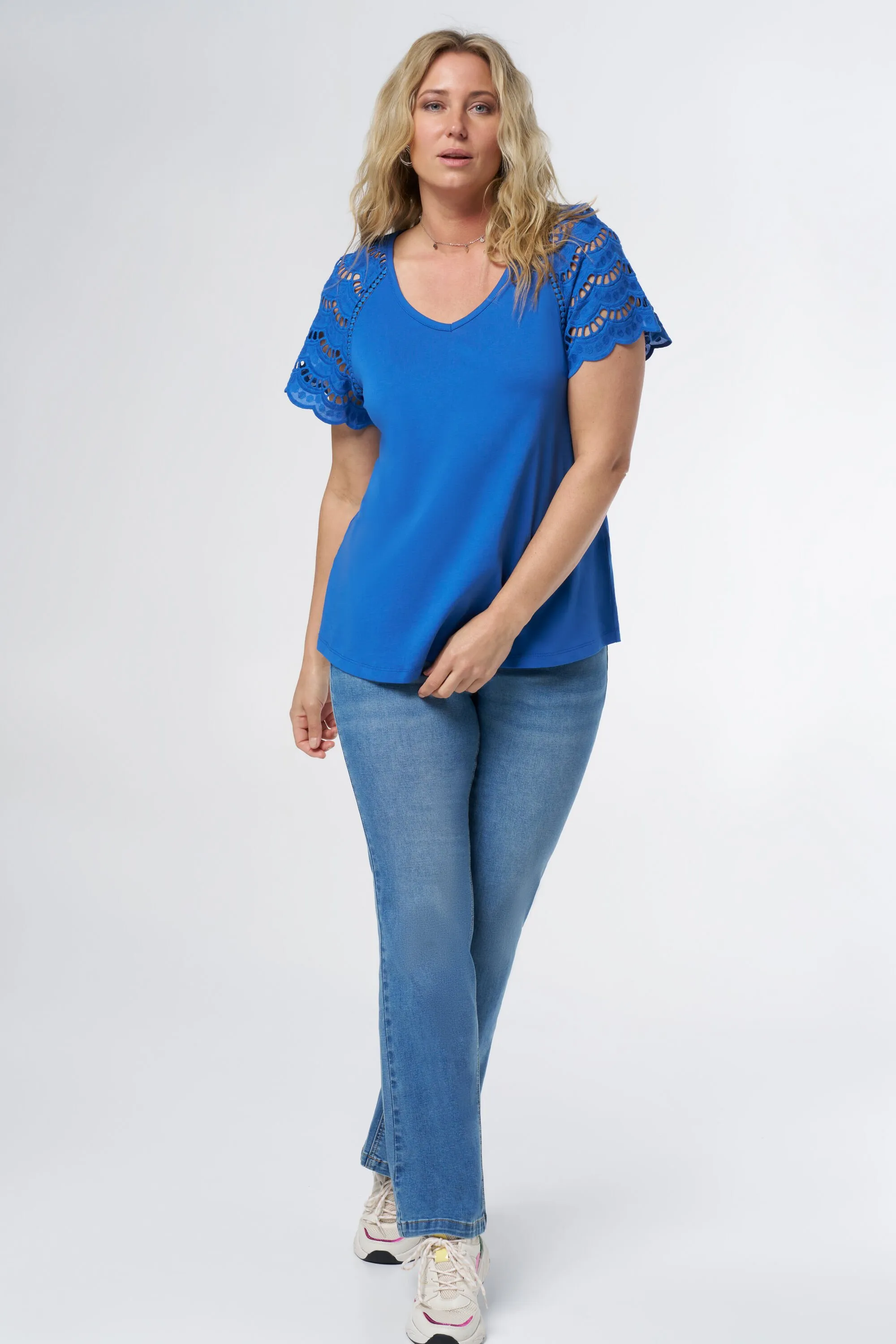 Cobalt Women's T-shirt with Sleeve Details | MS Mode