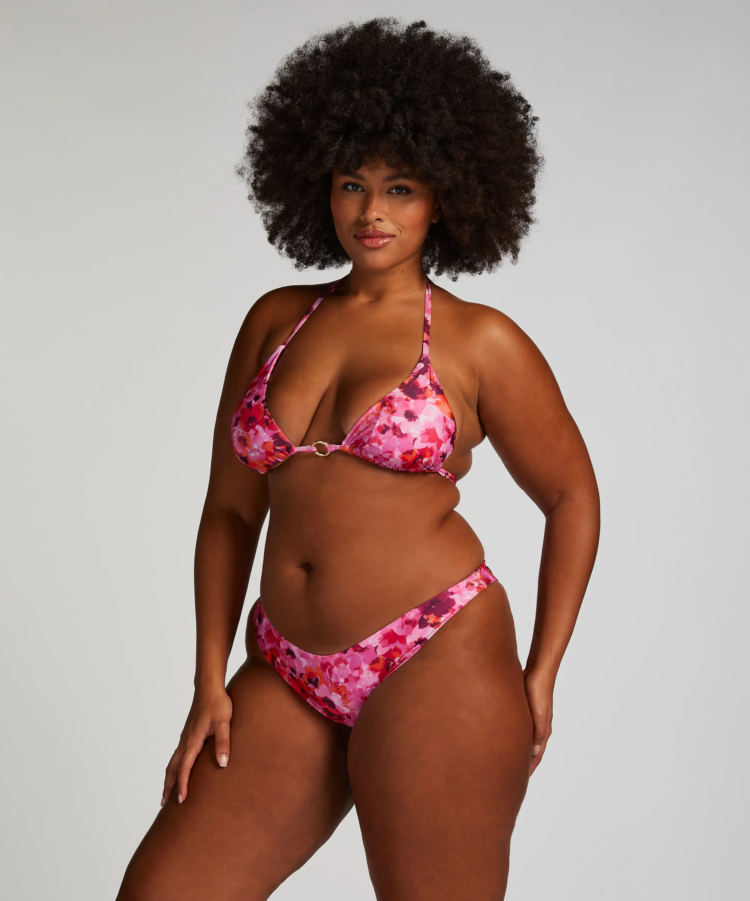 Floral Bikini Bottoms with Cut-out Design