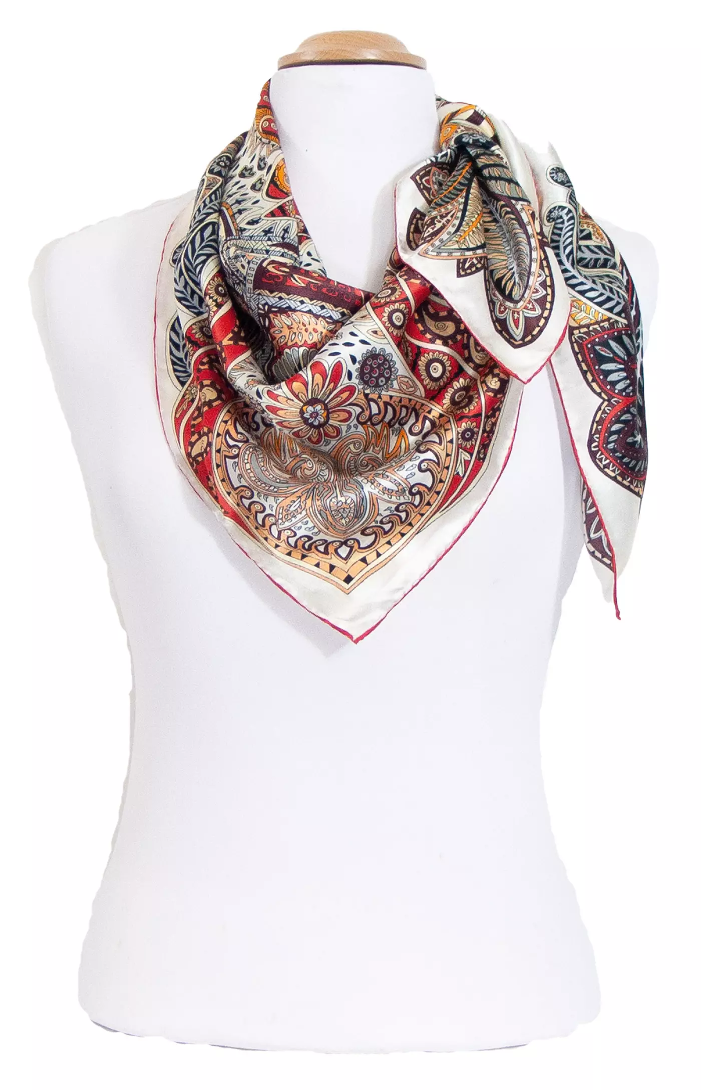 Red Silk Square Scarf Esha