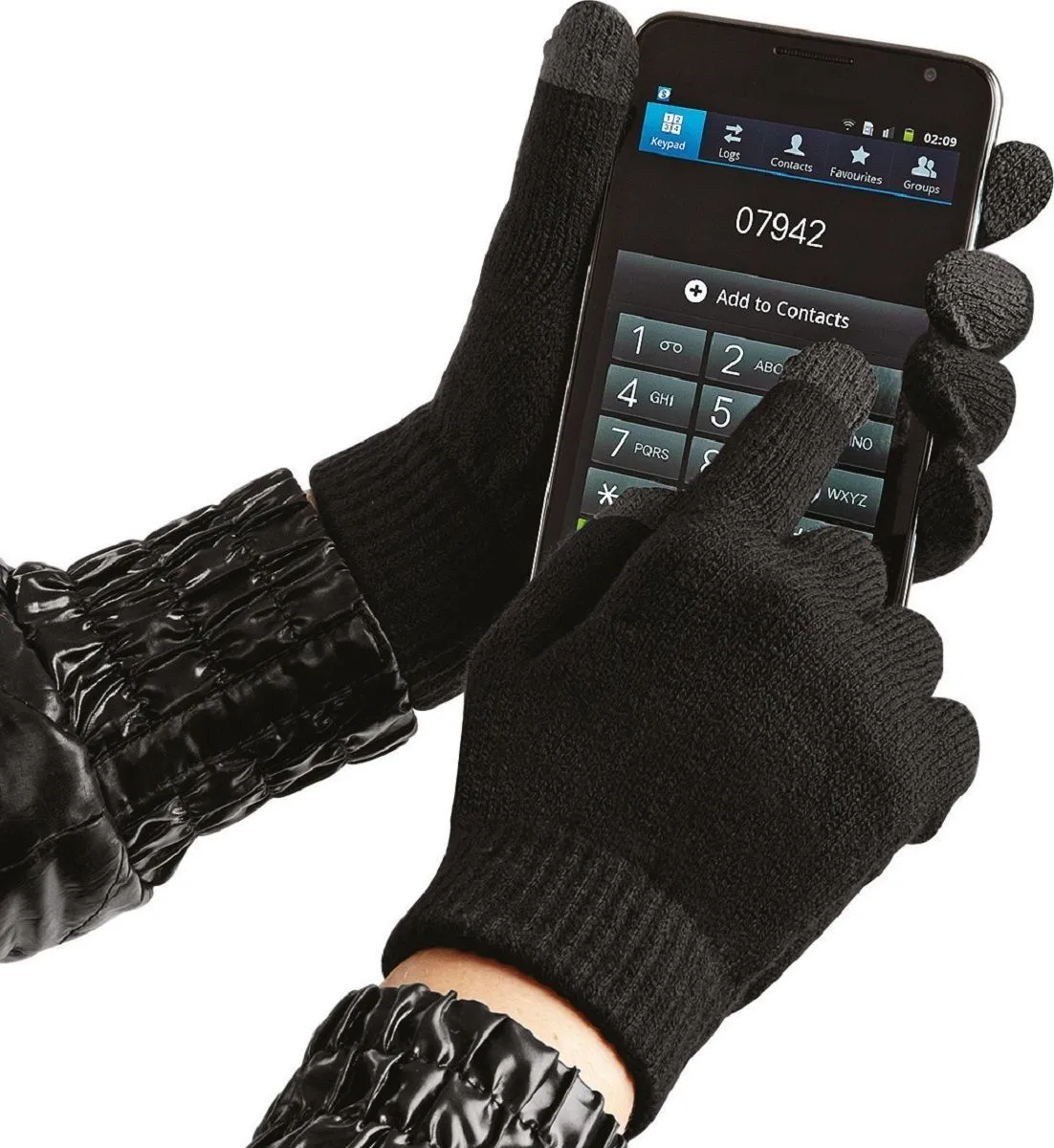 Gants tactiles noirs tricotés B490 - compatibles écrans tactiles - acheter en ligne.