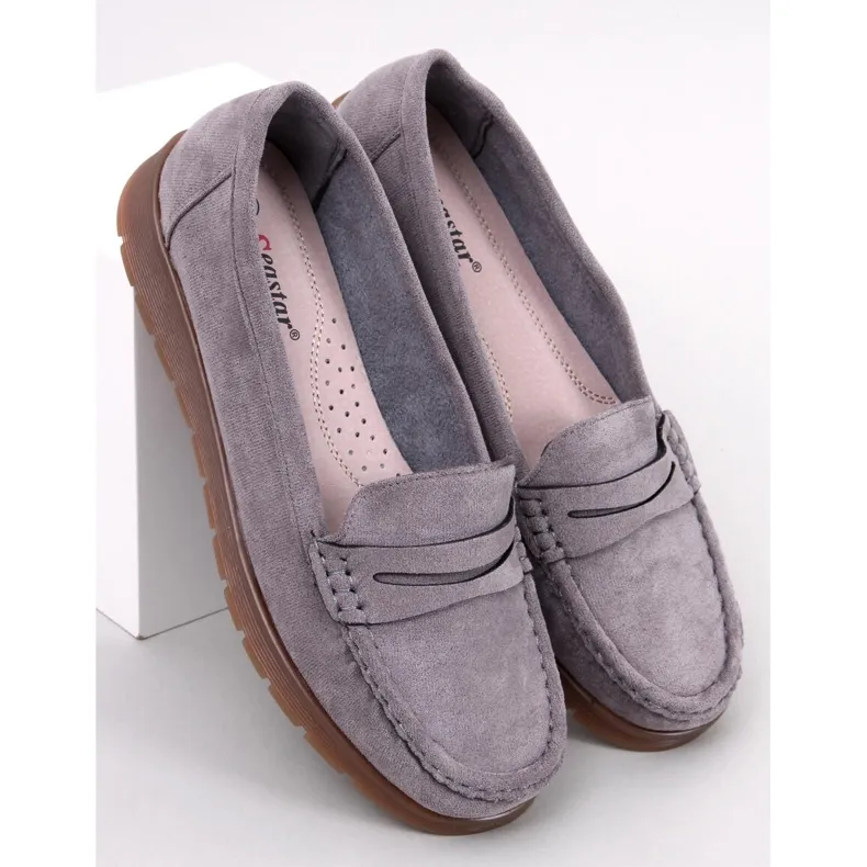 Gray Suede Moccasins with Leather Insole by Marit