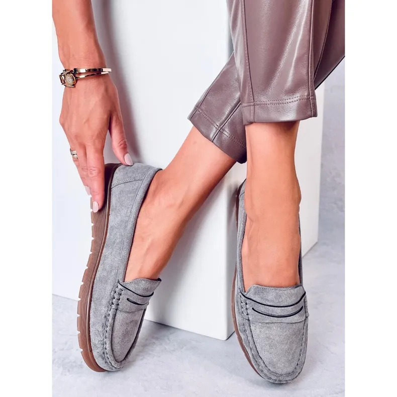 Gray Suede Moccasins with Leather Insole by Marit