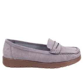 Gray Suede Moccasins with Leather Insole by Marit