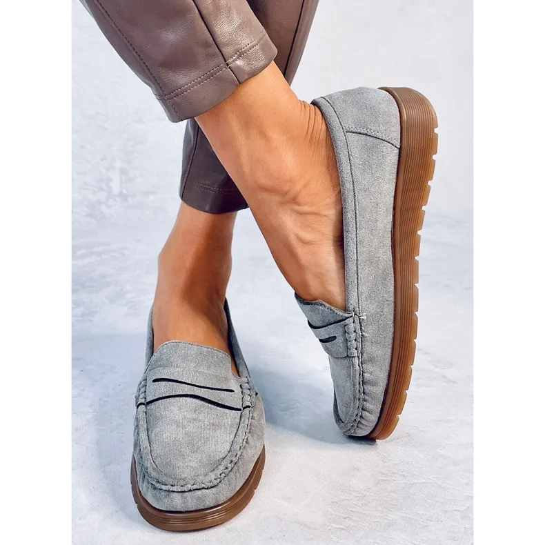 Gray Suede Moccasins with Leather Insole by Marit