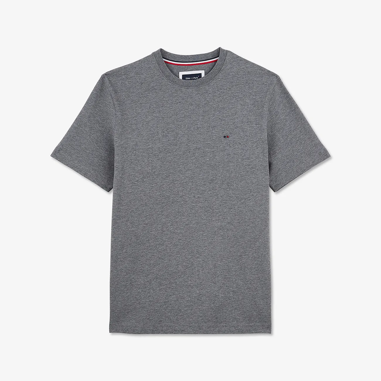 Gray T-shirt with flocking details.