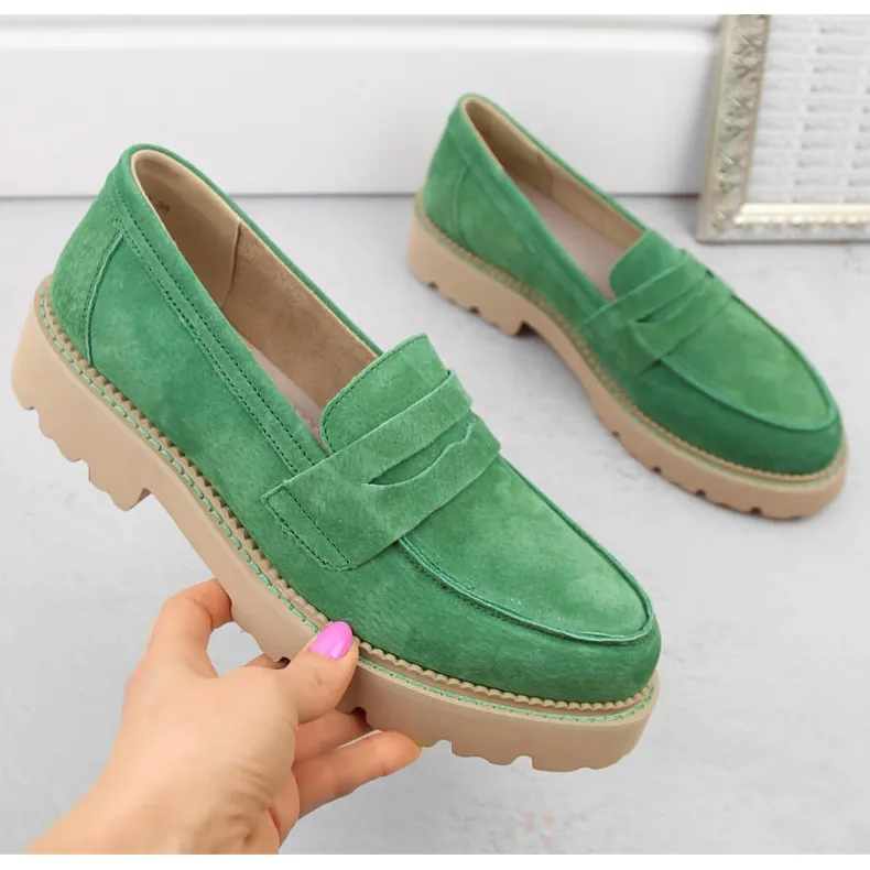 Green Filippo DP6090 suede leather women's loafers.