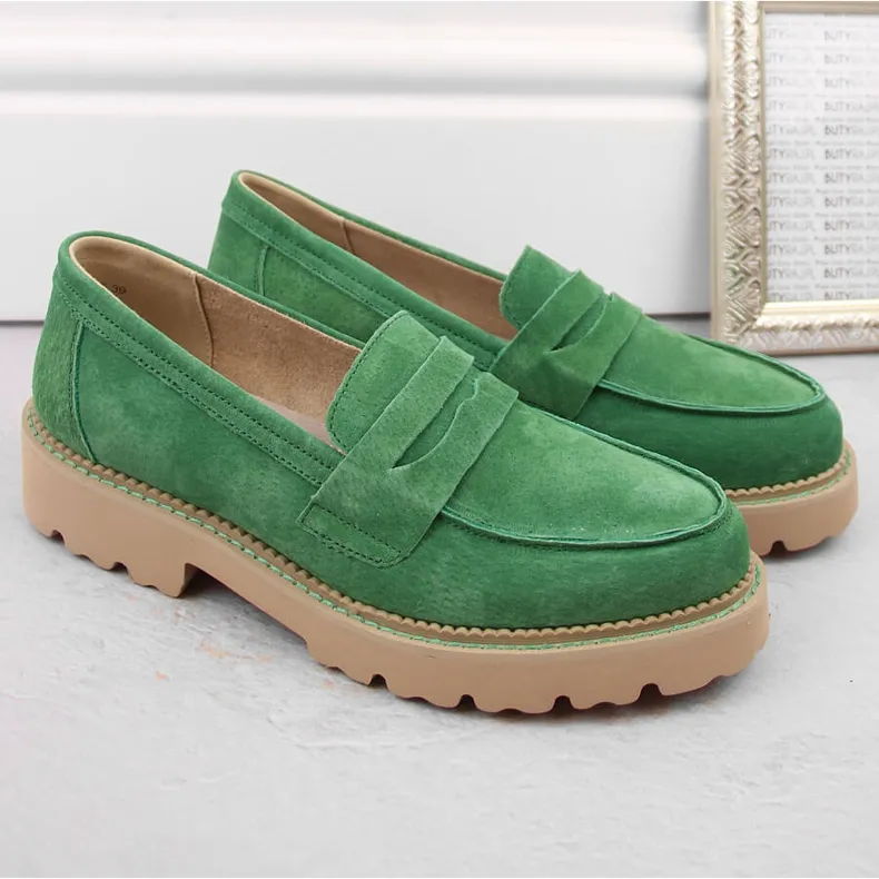 Green Filippo DP6090 suede leather women's loafers.