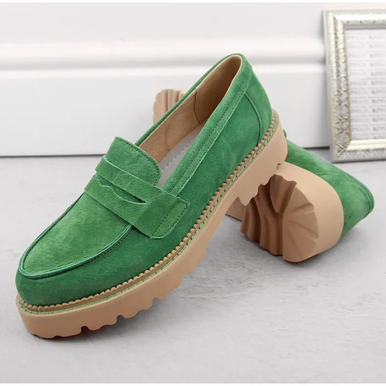 Green Filippo DP6090 suede leather women's loafers.