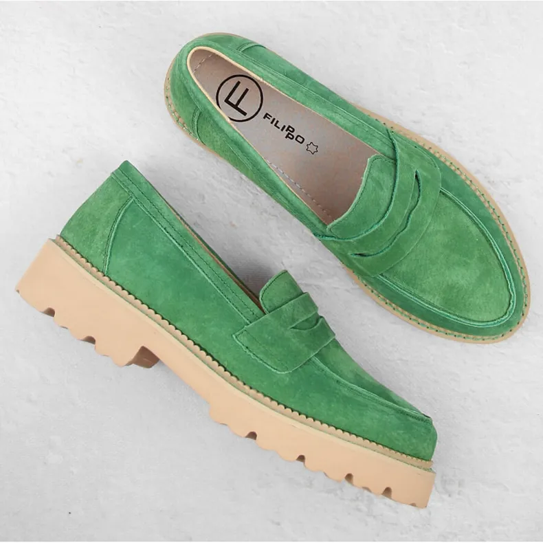 Green Filippo DP6090 suede leather women's loafers.