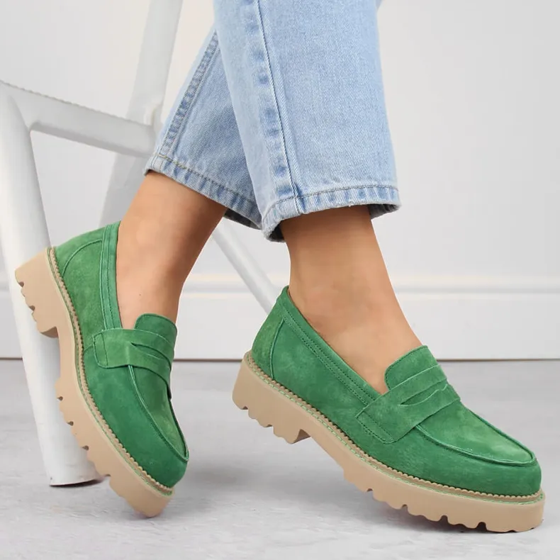 Green Filippo DP6090 suede leather women's loafers.