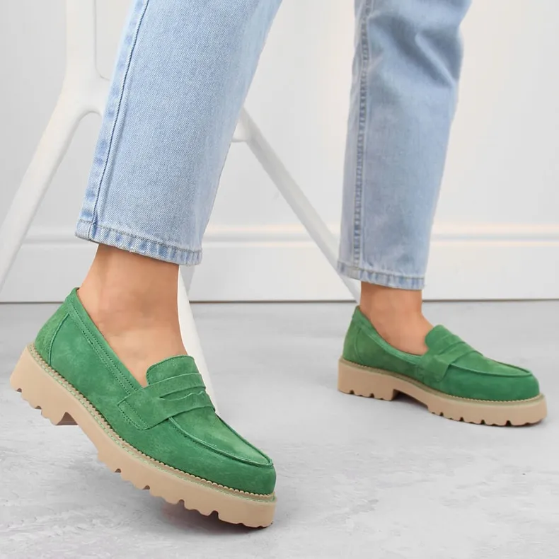 Green Filippo DP6090 suede leather women's loafers.