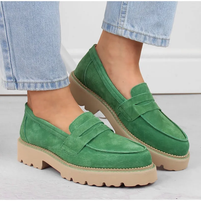 Green Filippo DP6090 suede leather women's loafers.